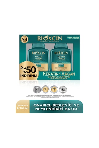 Bioxcin Keratin & Argan Onarıcı Şampuan 300 ml - Yıpranmış Ve Hasar Görmüş Saçlar 2 Li Avantaj Set