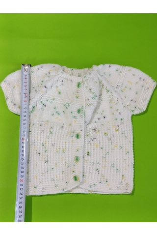 Tovyamade El Örgüsü Bebek Yeleği Beyaz-yeşil