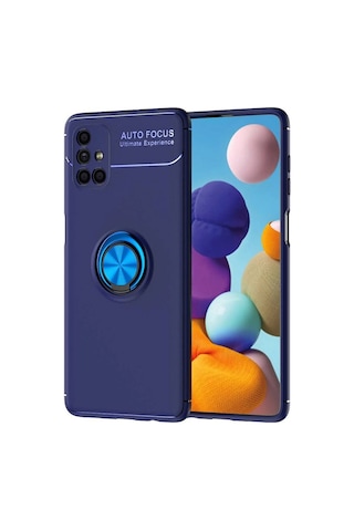 Samsung Uyumlu Galaxy M51 Kılıf Range Yüzüklü Silikon - Mavi Evimdeyokyok