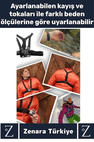 Tüm Modellerle Uyumlu Bisiklet Tırmanış Outdoor Ayarlanır Aksiyon Kamerası Göğüse Sabitleme Kemeri Çok Renkli