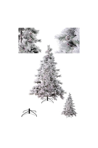 Karaca New Year Yılbaşı Karlı Kozalak ve Çiçekli Çam Ağacı 1030 Dal 210 cm