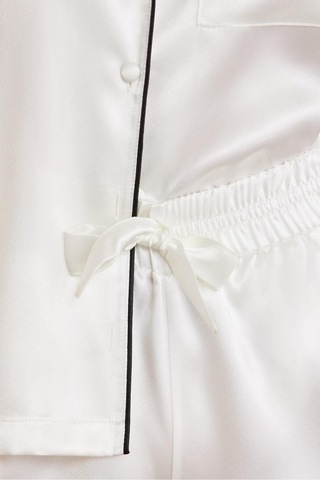 Pierre Cardin Saten Biyeli Şort Pijama Takımı Ekru 1205 Ekru