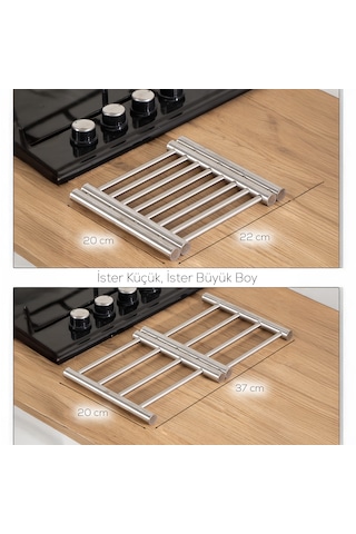 Porsima Ivo-ks162 Paslanmaz Çelik Nihale Açılır Tencere Tava Altlığı Metal Altlık Gümüş