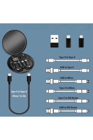 60w Destekli Kablo Kutusu Seyahat Kablo Seti 5& Apos İ 1 Arada Usb Type-c Şarj Kablosu Seti 5324