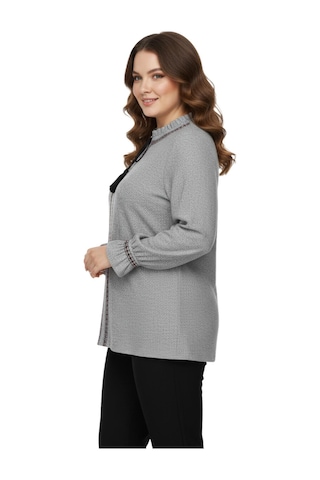 Wearon Kadın Yumoş Yaka Bağcıklı Kol Valonlu Modelli Bluz Bgl-st05141 Gri