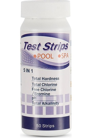 Monyee Havuz Suyu Test Çubukları 5 Fonksiyonlu - Klor, Ph, Tuzluluk, Alkali, Siyanür Asit Ölçüm - 50 Adet/şişe Beyaz
