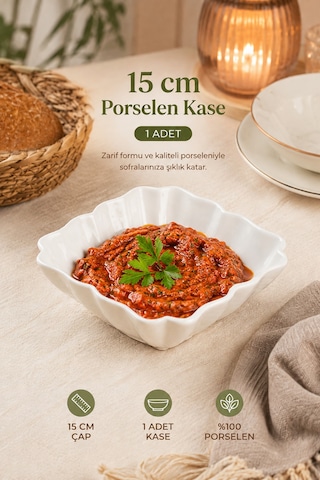 Porsima 1749n Porselen Kase Desenli Derin Salata Kase 15cm