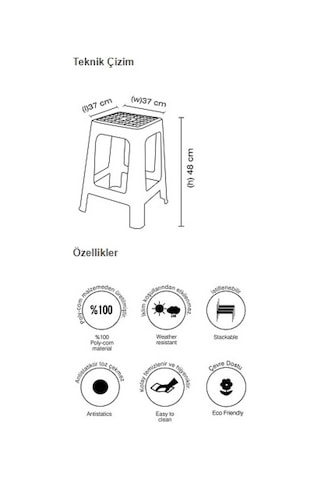Papatya Mercan Plastik Tabure - Bahçe Balkon Taburesi