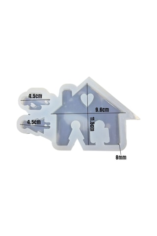 Tahtakale Toptancı Silikon Epoksi Kalıp Ev Anahtarlık Kalıbı Çift Özel Duvar İçin Anahtarlık Kalıbı 11.5x9.6 Cm
