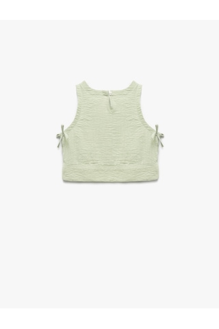 Koton Bisiklet Yaka Dokulu Kolsuz Crop Bluz Yeşil 5skg60140aw Yeşil