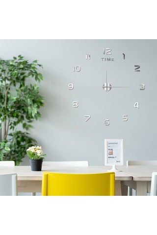 Geeroyoo Akrilik Gecesi Parlayan Sessiz Duvar Saati - Nordik Minimalist Dekoratif Dıy Saat, Gümüş 40cm, Toptan Satış Çok Renki