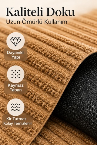 Kapı Önü Paspası Yıkanabilir Kaymaz Taban Balkon Önü Dış Kapı Antre Giriş Koridor Mutfak İç Dış Mekan Halı Paspas Bej
