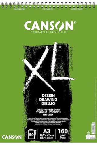 Canson Xl Draw Eskiz Ve Resim Defteri, Spiralli, 50 Sayfa, A3, 160g