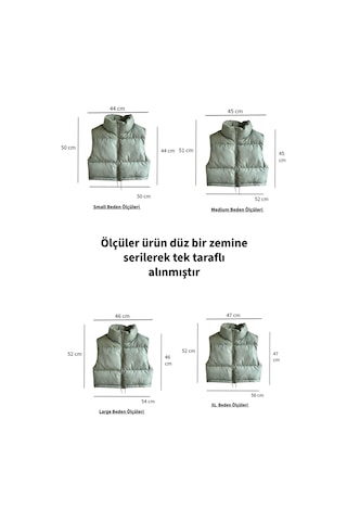 Feg Store Kadın Mint Yeşili Crop Dik Yaka Fermuarlı Belden Lastikli Ayarlanabilir Şişme Yelek Yeşil