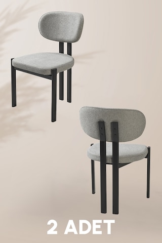 Roma Sandalye - Mense Gri Kumaş - Metal İskelet - Mutfak Sandalyesi - Salon Sandalyesi 2 Adet Gri