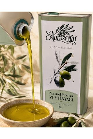 Aurazeytin Natürel Sızma Zeytinyağı 5 L Extra V. Olive Oil Teneke Ambalaj