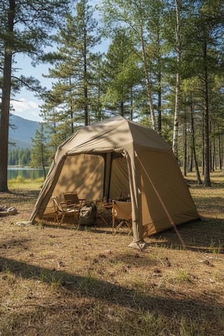 4 Mevsim Modüler Kamp Çadırı - Gölgelik Tente Su Geçirmez Büyük Aile Çadırı 290x290x220cm Brown