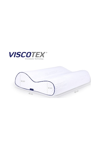 Viscotex Çift Bombeli Ortopedik Yastık 60x40x14/12cm, Beyaz