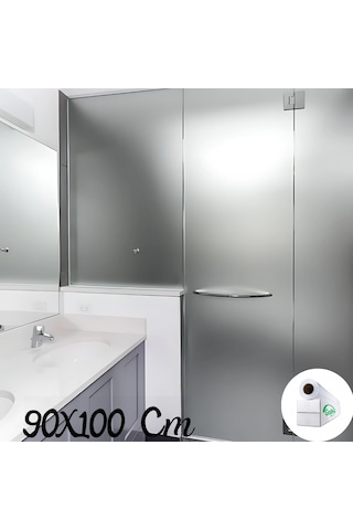 90 Cm X 1 Metre Gümüş Frosted Cam Kumlama, Ofis, Duşakabin Ve Balkon Camı Buzlu Kaplama Folyosu