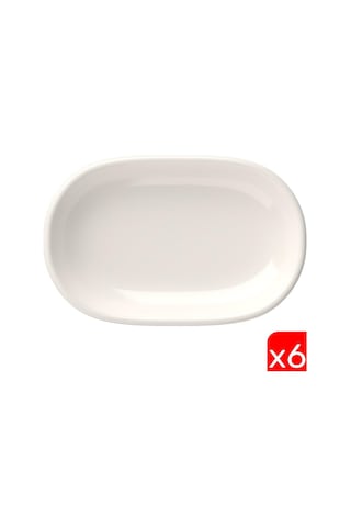 Tabak Evi Porselen Magnus Oval Kayık Tabak 23x15x3cm 6 Lı Krem