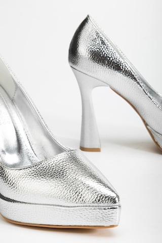 Suins Valen Kadın Platform Topuklu Stiletto Ayakkabı Gümüş