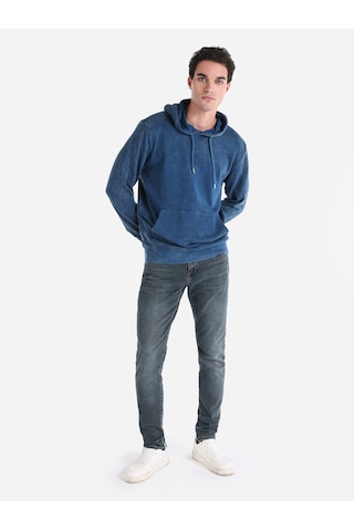 Colin's Colins Regular Fit Baskılı Kapüşonlu Mavi Erkek Sweatshirt Cl1065602 İndigo