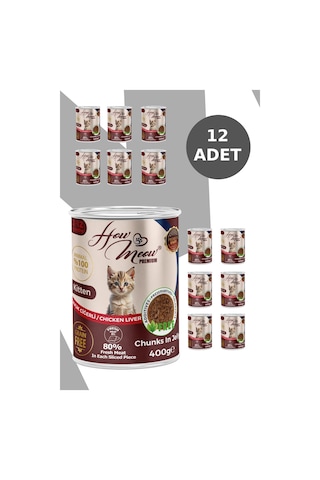 How Meow Jöleli Tavuk Ciğerli Parça Etli Yavru Kedi Yaş Maması 12 x 400 G