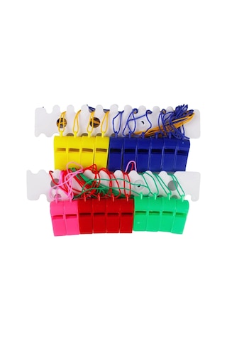 Attack Sport 1705002 Plastik Düdük 20'li Paket Karışık Renk Çok Renkli