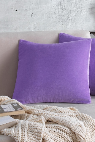 Maisonart Cozy 2 Adet Mor Renk Kadife Pamuklu Kırlent Yastık Kılıfı 44x44 Cm