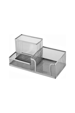 3 Bölmeli Metal Perforeli Organizer (GÜMÜŞ)
