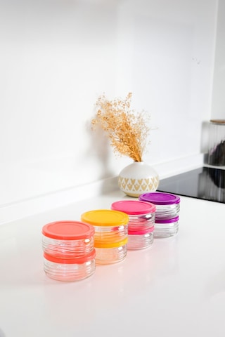8'li Premium Kahvaltılık Seti 410 Cc Renkli Plastik Kapaklı, Cam Saklama Kabı, Hava Geçirmez Çok Renkli