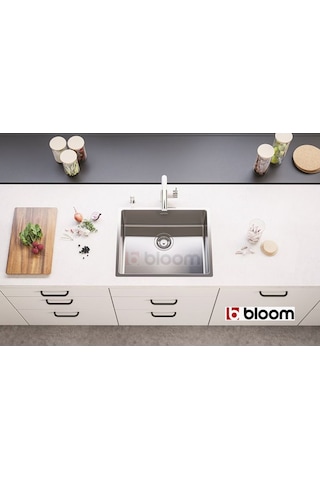 Bloom Luca 1 Gözlü Paslanmaz Çelik Eviye 40 x 40 CM