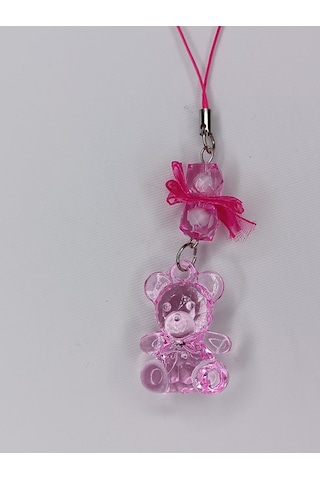 Jelibon Ayıcık Telefon Askısı Çanta Cüzdan Süsü Pembe 010 Pembe