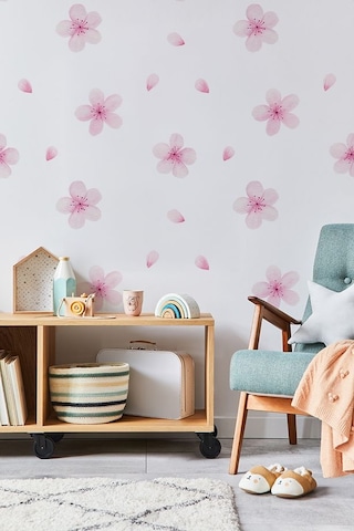 Pembe Çiçek Temalı 20 Parça Çocuk Ve Bebek Odası Dekoratif Duvar Sticker Seti