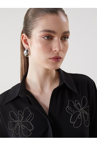 Lcwaıkıkı Classic Siyah Loose Fit Kadın Aerobin Gömlek
