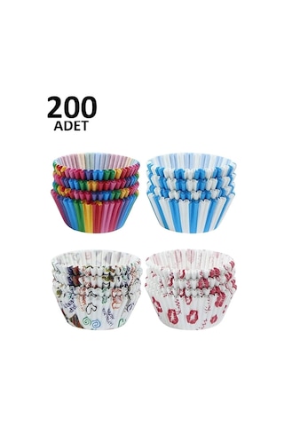200 Adet Muffin Cupcake Kağıdı, Renkli Kağıt Muffin Kek Kalıbı Çok Renkli 200 Adet Muffin Cupcake Kağıdı, Renkli Kağıt Muffin Kek Kalıbı Çok Renkli