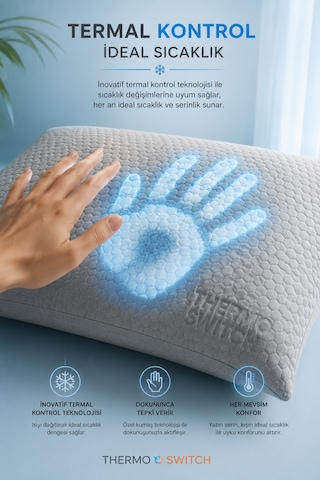Sleep Home Thermo Switch Visco Yastık 40 X 60 Cm Açık Gri