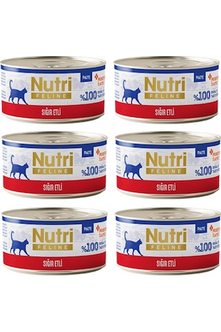 Nutri Feline Adult Pate 70gr Sığır Etli 6 Adet Yaş Yetişkin Kedi Maması
