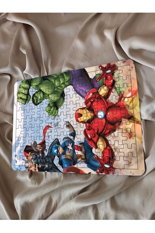 Çocuk Puzzle Ahşap Marvel Süper Kahramanları 3 108 Parça Mobilya