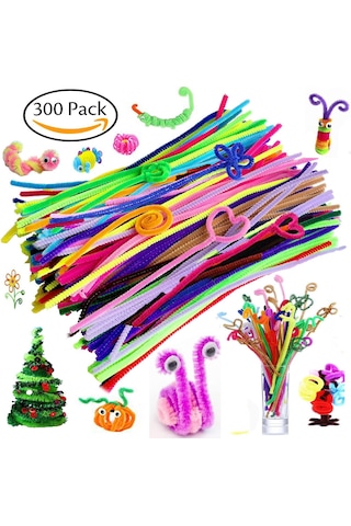 300 Adet. Şönil. 30 Cm. Tüylü Tel. Eğitici Şönil Seti. Renkli Tel