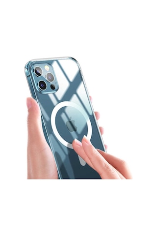 Apple Iphone 12 Pro Max Ile Uyumlu Kılıf Magsafe Wireless Şarj Destekli Şeffaf Magnetic Crystal Case R17562: