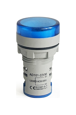 Mini Dijital Voltmetre 22mm Ac 60-500v Led Mavi Işık