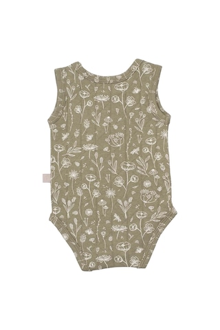 Boumini Kolsuz Çıtçıtlı Atlet Müslin Bebek Body Wild Flowers Yeşil - Yeşil