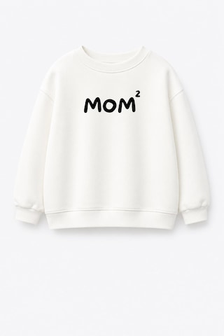 Monila Unisex Çocuk Anne Baskılı 3 İplik Kumaş Pamuklu Sweatshirt Ekru/siyah