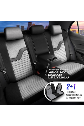 Panda Boston Serisi Keten Kumaş Oto Koltuk Kılıfı   - Tam Set