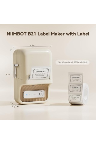Niimbot B21S Bluetooth Taşınabilir Termal Etiket Yazıcı Krem