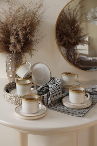 Keramila Shizen Krem Stackable Çay Takımı 12 Parça 6 Kişilik Q44 Krem