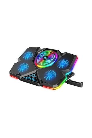 RGB Işıklı 5 Fanlı Notebook Soğutucu Mavi Ledli Telefon Tutuculu