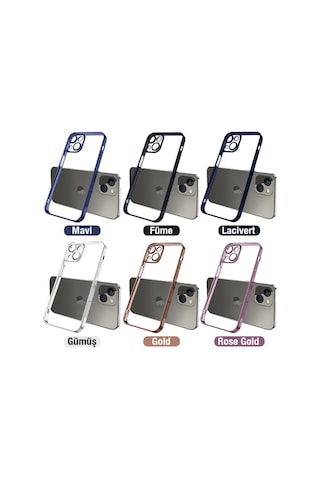 Ally Apple Uyumlu iPhone 13 6.1Inç Renkli Kenar Lazer Çerçeveli Silikon Kilif 555331643