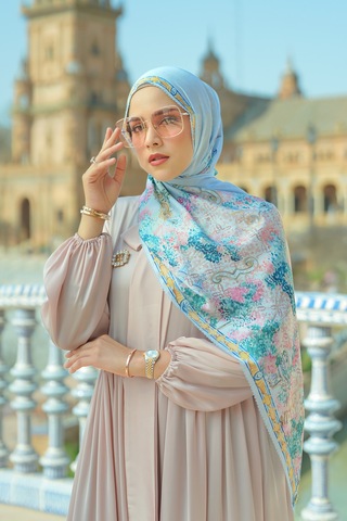 Buttonscarves Sevilla Saten Şal - Cielo Mavi